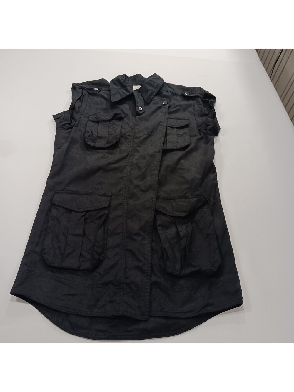 Elan TW5851 Women's Black Full Zip Cotton Blend Vest Pockets Size Small